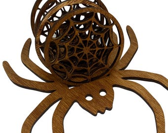 Spider Web Coaster Set with Holder: Gothic Halloween Home Decor