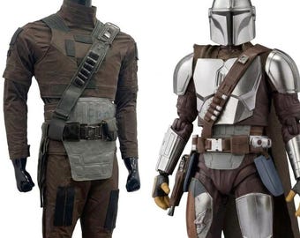 Din Djarin Mandalorian Cosplay Tuta da volo con giubbotto antiproiettile e accessori Costume da cacciatore di taglie di Star Wars