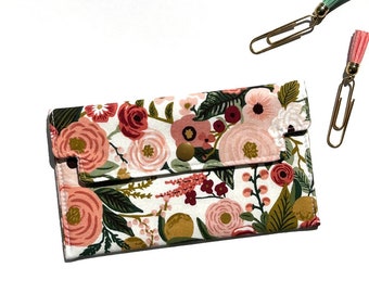 Rifle Paper Co. Coupon Holder. Floral Checkbook Holder. Pink Receipt Holder. Phone Case. Jewelry Pouch. Garden Party Rose