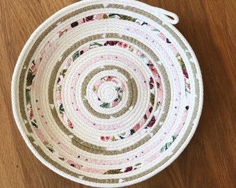 Large Rope Bowl Floral Rope Bowl Fabric Wrapped Rope Basket Rifle Paper Co.