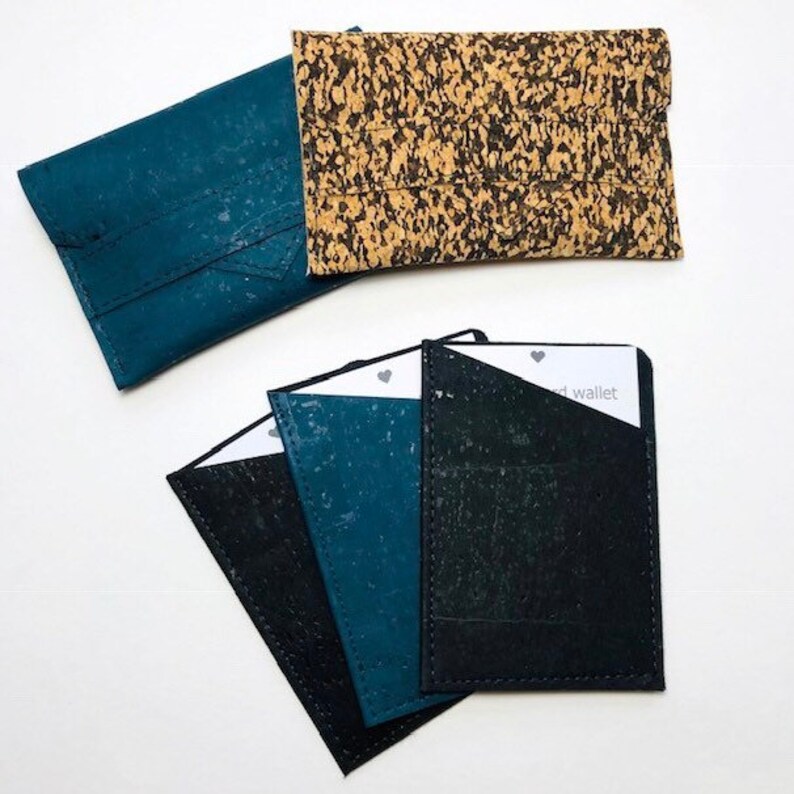 Cork Slim Wallet Cork Card Holder Faux Leather Wallet Etsy UK