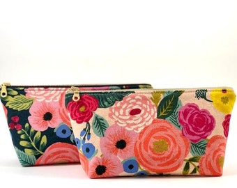 Rifle Paper Co. Zip Pouch. Canvas Pouch. Cosmetic Case. Makeup Bag. Gift For Her. Gifts Under 20. Travel Bag. Juliet Rose
