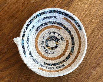 Rope Bowl Rifle Paper Co. Small Jewelry Bowl. Fabric Wrapped Rope Basket