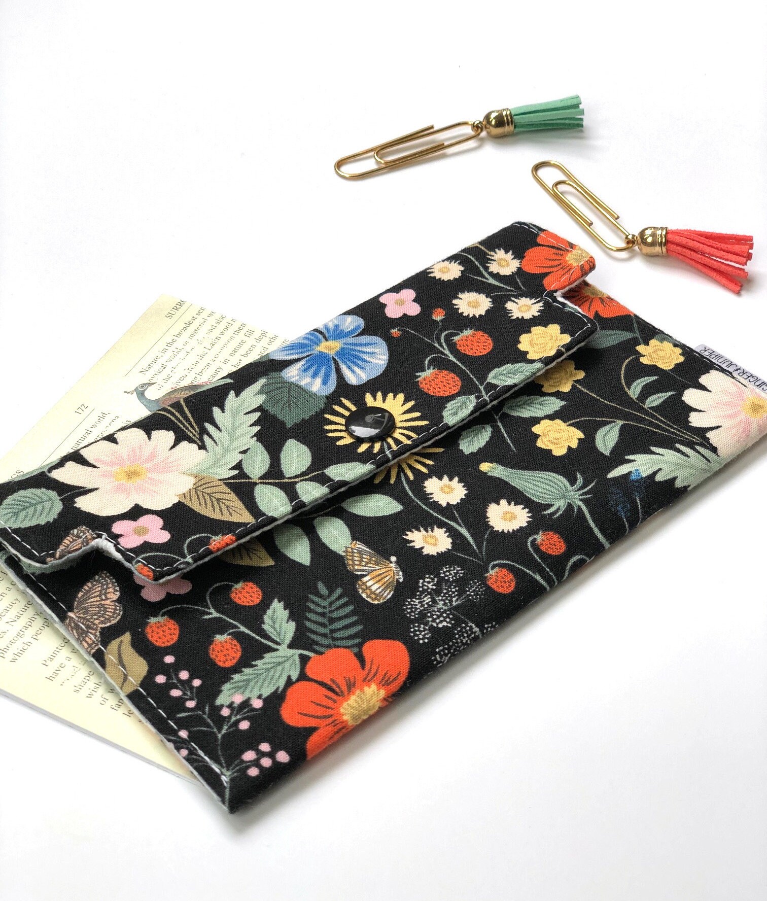 Rifle Paper Co Coupon Holder. Floral Wallet. Black Receipt Etsy