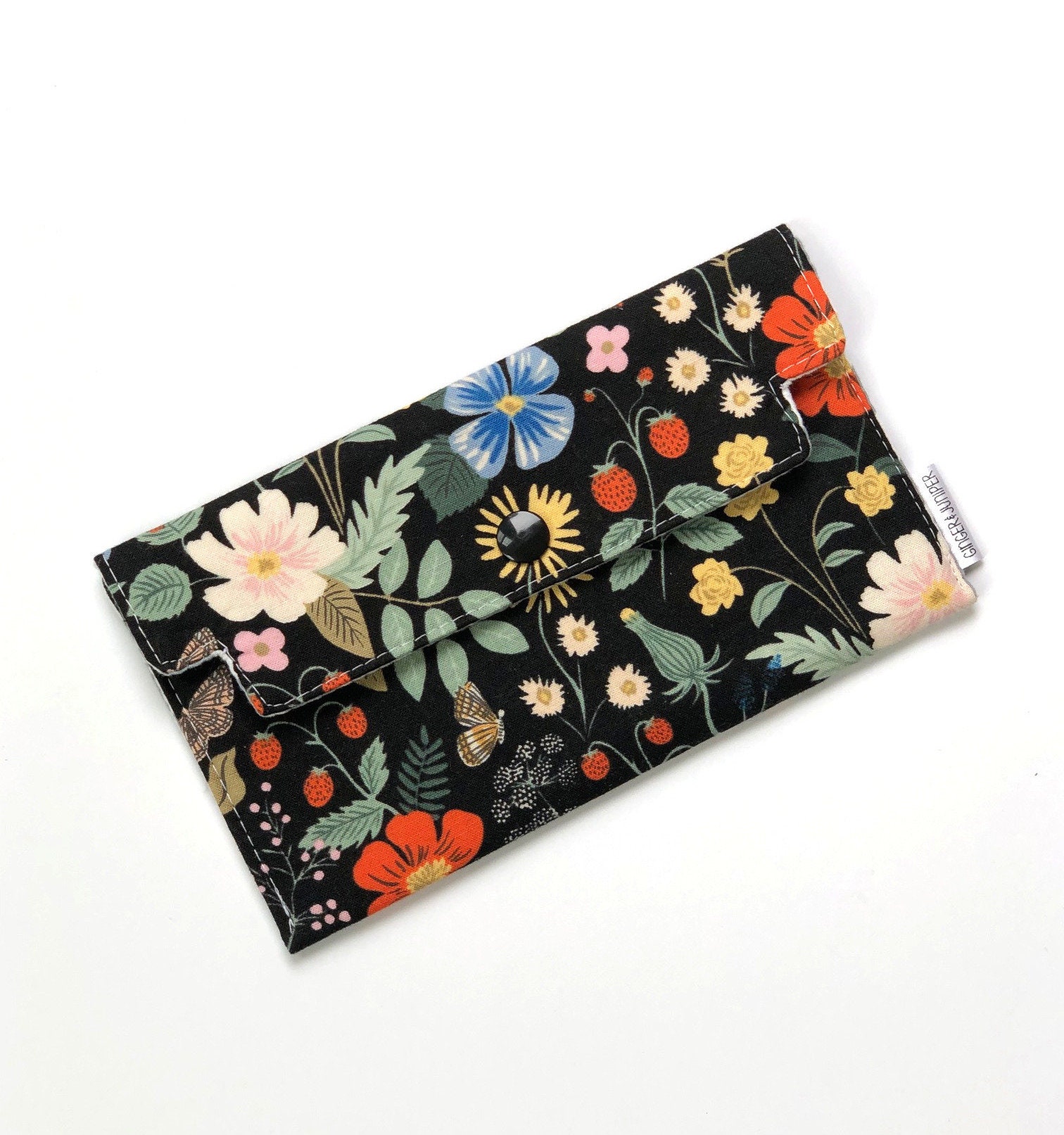 Rifle Paper Co Coupon Holder. Floral Wallet. Black Receipt Etsy