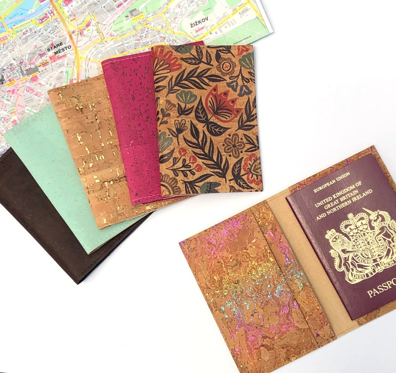 Passport Cover. Cork Travel Organizer. Travel Wallet. Vegan Etsy