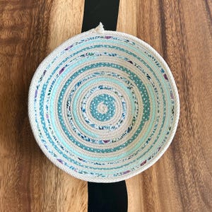 Extra Large Rope Bowl: Purple & Turquoise Fabric Wrapped Basket