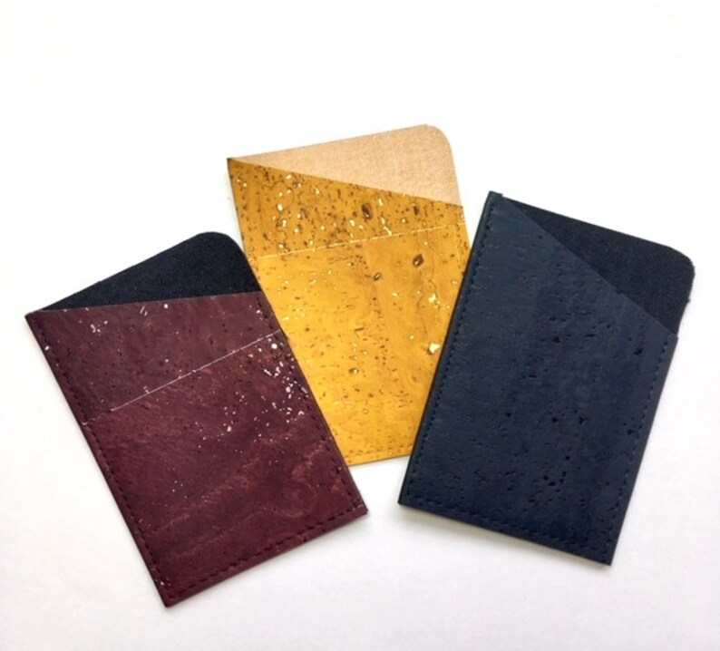 Cork Slim Wallet Cork Card Holder Faux Leather Wallet Etsy UK
