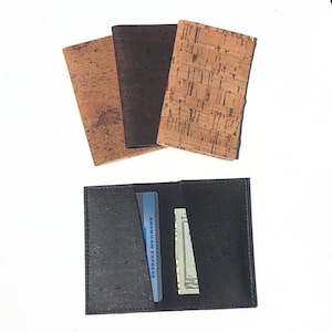 Kork Visitenkarten-Geldbörse. Schlanke Kork-Brieftasche. BiFold-Kartenhalter. Kunstleder Geldbörse. Kartenetui. Vegane Kartenhalter. Portemonnaie.