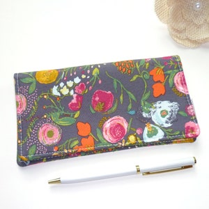 Checkbook Cover Floral Checkbook Holder. Floral Wallet. Floral Receipt Holder. Gift For Her. Gift Under 20 Budquette Nightfall.