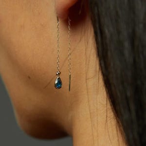Blue Sapphire Handmade Drop Dangle Earring 925 sterling silver base metal