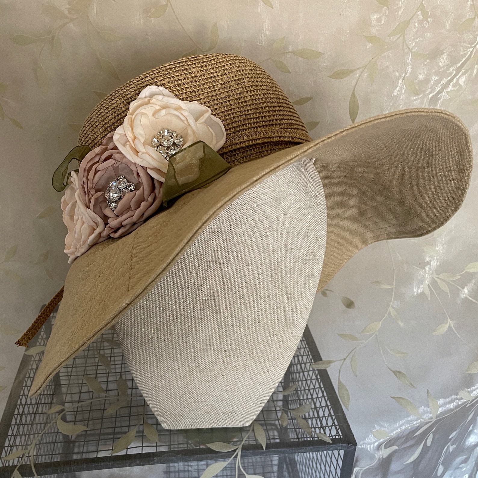 Hat With Flowers Bridesmaid Tea Party Hat Bridal Shower Hat Etsy