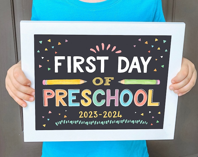 First Day of Preschool Instant Download Sign, First Day of Pre-school Sign, Pre-K Sign