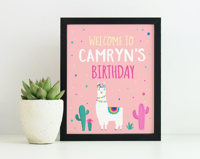 Llama Welcome Sign, Llama Birthday Party, Llama Party Decorations, Llama Sign, Llama Poster. Alpaca Welcome Sign.