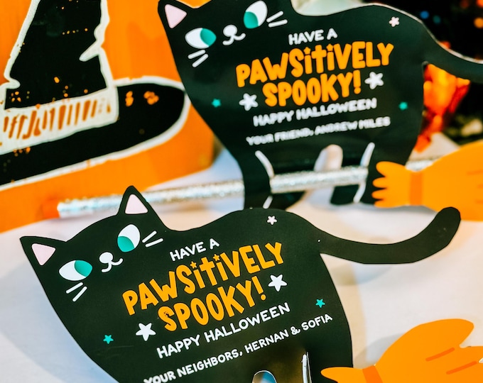 Black Cat Pencil Broom Halloween gift, non-candy Halloween treat, classroom Halloween, Halloween party favor—INSTANT DOWNLOAD