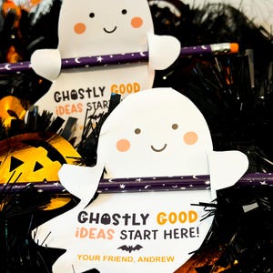 Ghost pencil holder favor, Halloween printable, classroom Halloween treat, Halloween party favor, Non-candy Halloween Gift, INSTANT DOWNLOAD