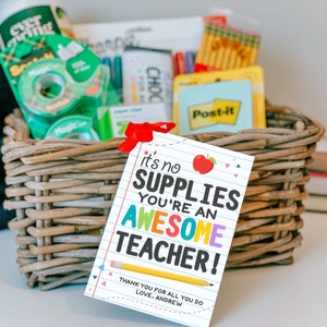 Teacher Appreciation Gift Tag, School Supplies Thank You Appreciation Gift Tag for Teachers Staff, INSTANT DOWNLOAD