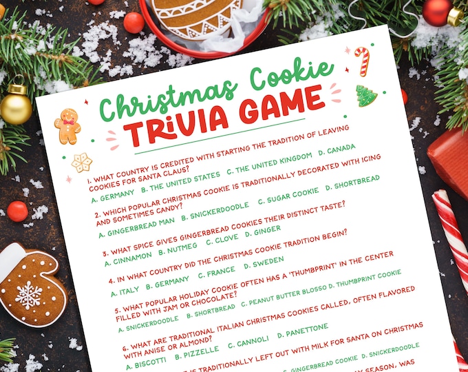 Christmas Cookie Trivia Game, Holiday Party Game, Cookie Exchange Games, Cookie Swap Game, Christmas Party Games, Printable