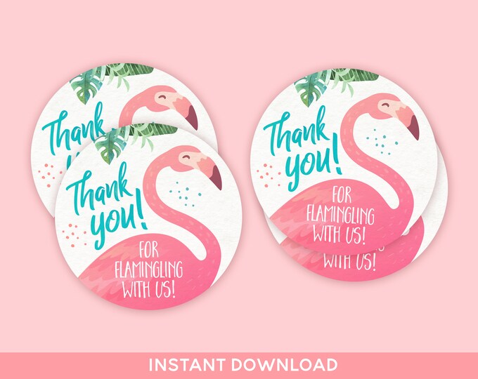 Flamingo Favor Tags, Thank You Favor Tags, Flamingle gift tags