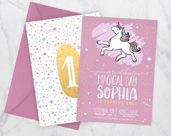 Unicorn birthday invitation, unicorn invitation, Rainbow Unicorn Birthday Invitation