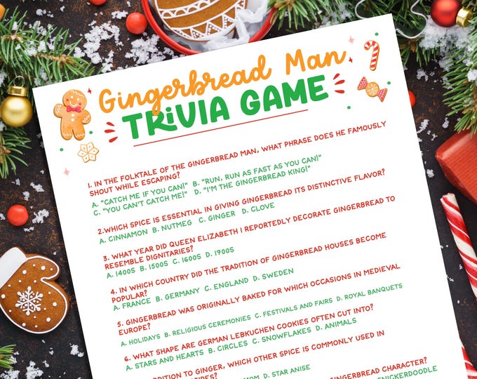 Christmas Trivia Game, Cookie Swap Trivia Game, Christmas Party Games,Christmas Trivia Printable