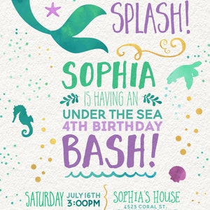 Mermaid Invitation, Mermaid Birthday Invitation, Under The Sea Invitation Mermaid Birthday Party image 10