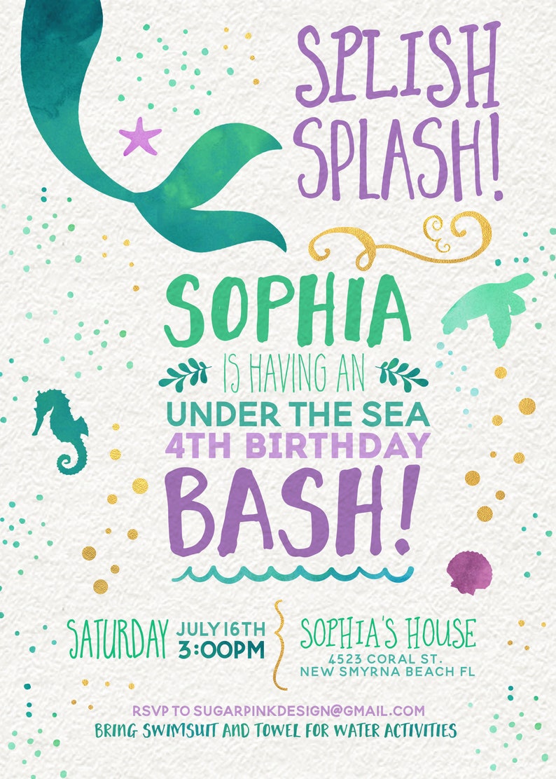 Mermaid Invitation, Mermaid Birthday Invitation, Under The Sea Invitation Mermaid Birthday Party image 10