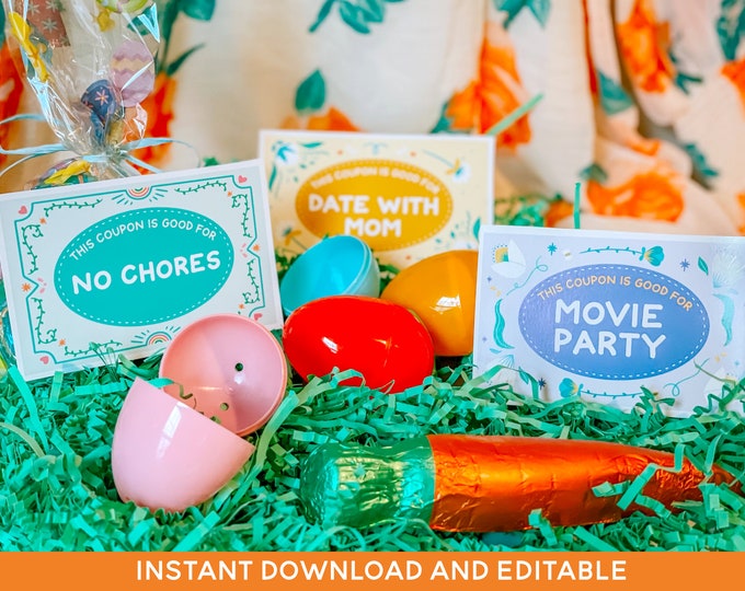 easter egg fillers for older kids, Easter Coupons for Kids, Reward Coupons for Kids, Easter Egg Hunt,