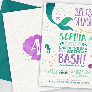 Mermaid Invitation, Mermaid Birthday Invitation, Under The Sea Invitation Mermaid Birthday Party image 1