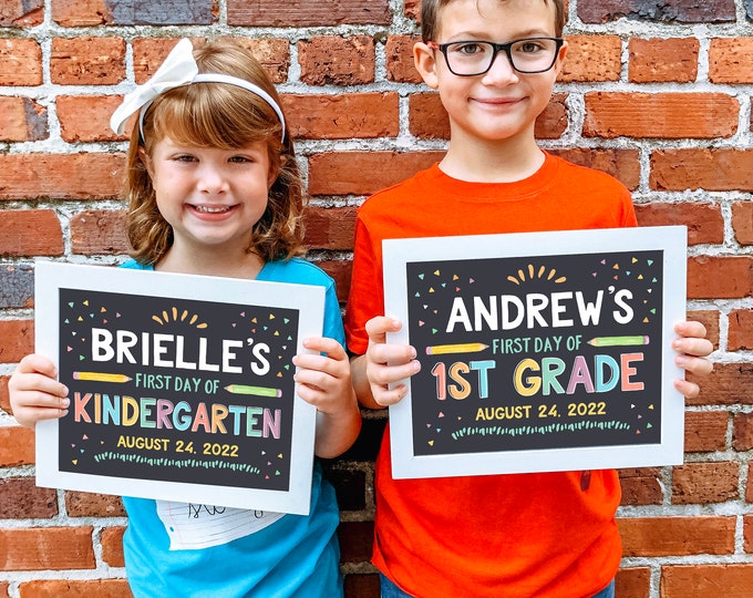 First Day of School Sign DIGITAL DOWNLOAD, First Day Of School Sign Printable, Back To School Sign, Kindergarten Sign • Preschool Sign