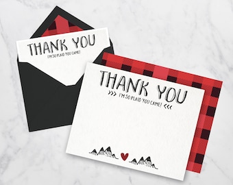 Lumberjack thank you card, Plaid thank you card, thank you cards