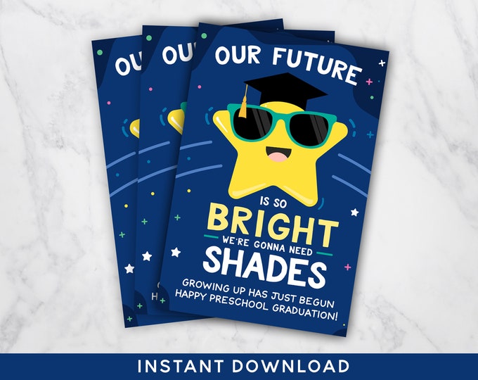 Future So Bright We're Gonna Need Shades graduation favor tags - INSTANT DOWNLOAD - preschool graduation, kindergarten graduation