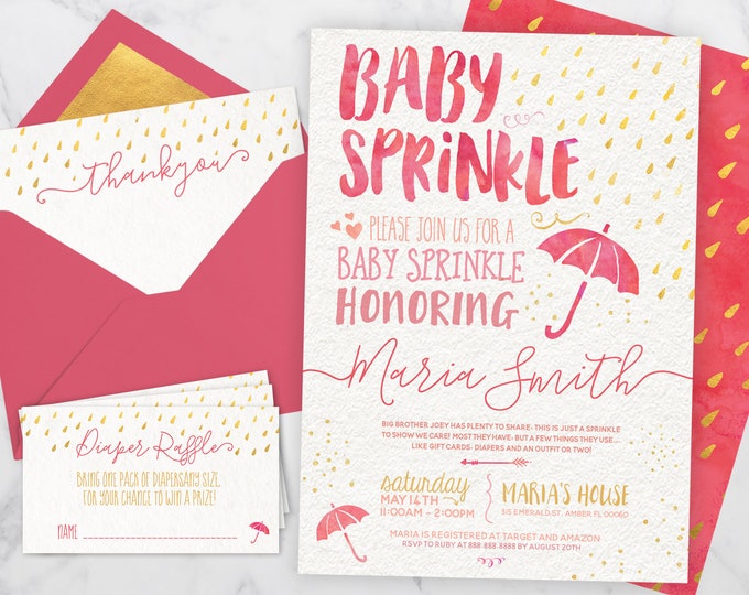 Baby Sprinkle Invitation Girl, Baby Shower Invitation Girl, sprinkle shower