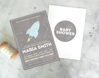 Outer Space Baby Shower Invitation, Love You to the Moon and Back