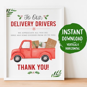 Delivery Driver Snack Sign, Delivery driver Thank You Sign, Holiday snack sign, instant download