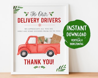 Delivery Driver Snack Sign, Delivery driver Thank You Sign, Holiday snack sign, instant download