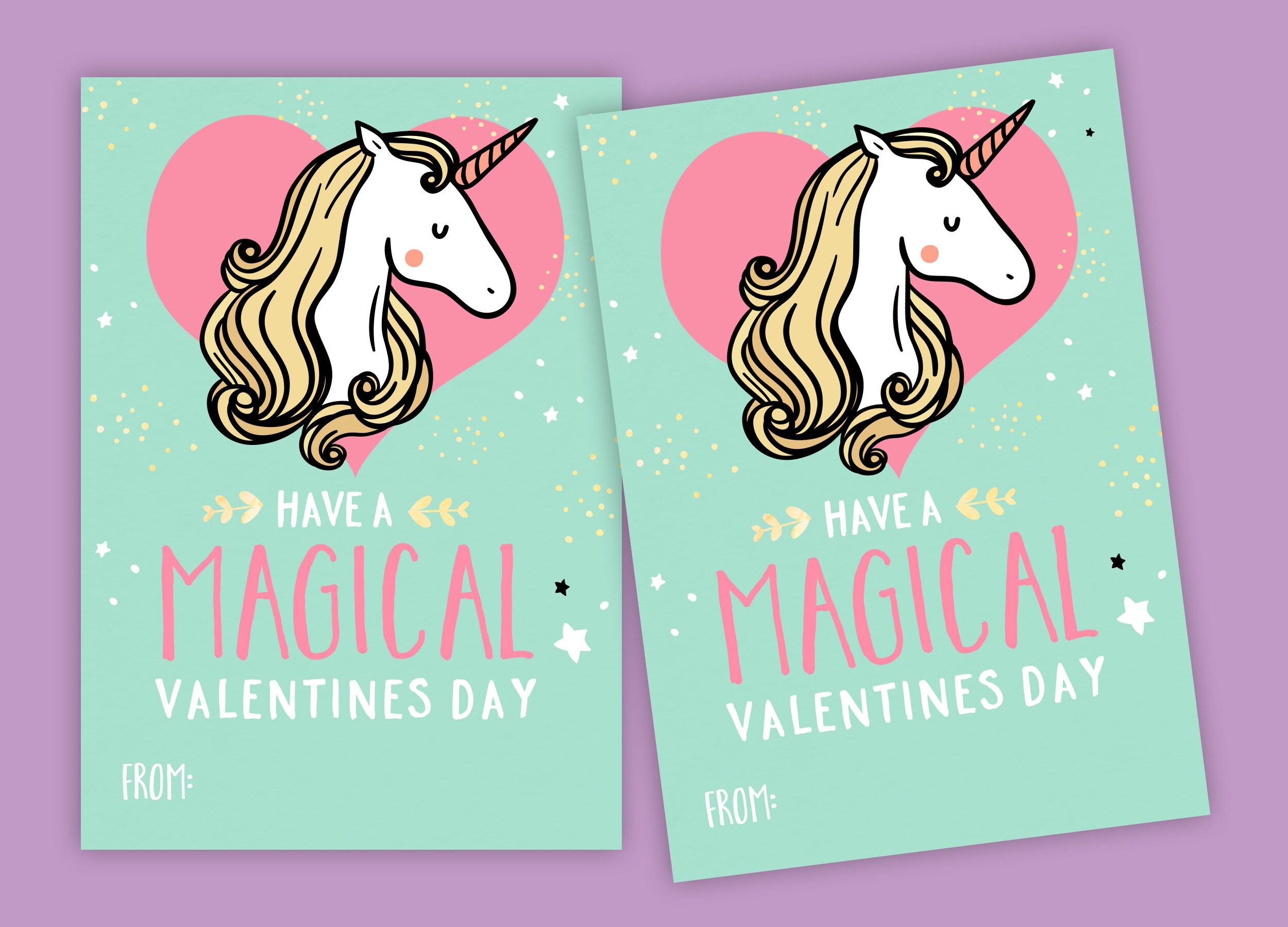 Unicorn Valentines Day Cards Printable DIY Card Classroom Etsy Canada