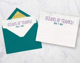 Mermaid Thank You Card, Mermaid Invitation, Mermaid Birthday Invitation, Under The Sea Invitation