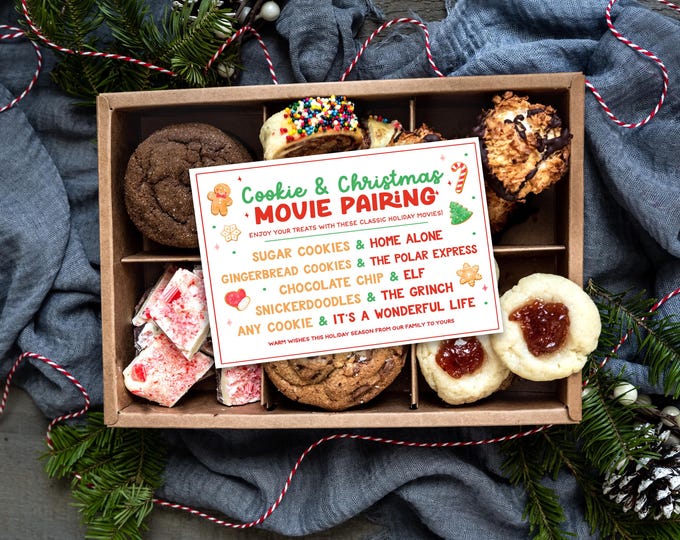 Christmas Cookies Tag, Christmas treat tag, Christmas Cookies Box Movie Pairing Printable