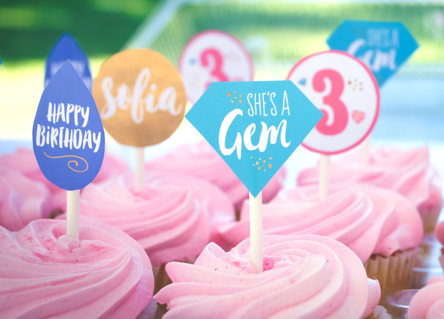 Gem Birthday Party Gem Cupcake Toppers Gem Party Decorations