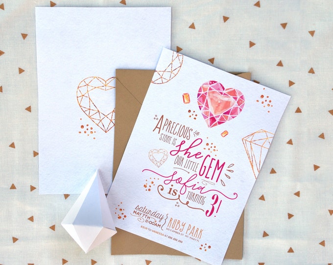 Our Little Gem Invitation / Gem Birthday Invitation / She's a Gem Birthday Invitation / Little Gem Party