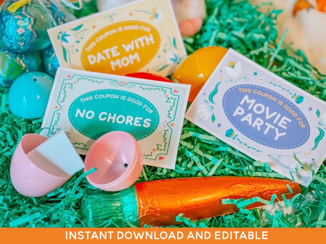 Easter Reward Coupons for Kids Easter Egg Hunt Prize