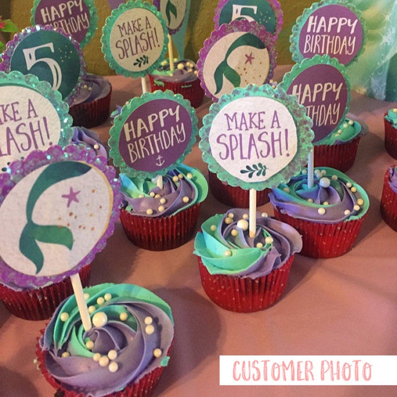 Mermaid Cupcake Toppers Mermaid Birthday Party Under the Sea Etsy