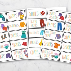 Kids Dresser Drawer Labels, Kids Closet Storage Stickers, Organization Labels, Kids Drawer Labels, Digital Download