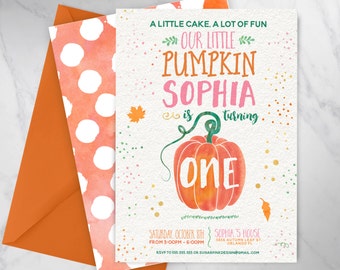 Pumpkin first birthday invitation