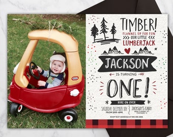 Lumberjack Invitation, Lumberjack Invitation with Picture, Lumberjack Party, Lumberjack Invite, Lumberjack Birthday, First Birthday