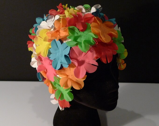 Swim Cap With Flowers 1980s 1990s Vintage Multicolor Floral Etsy