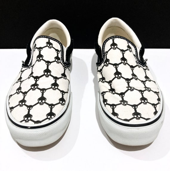 Vans Slip-ons - Hexagon Skulls / Vintage Unisex Mens 7.5