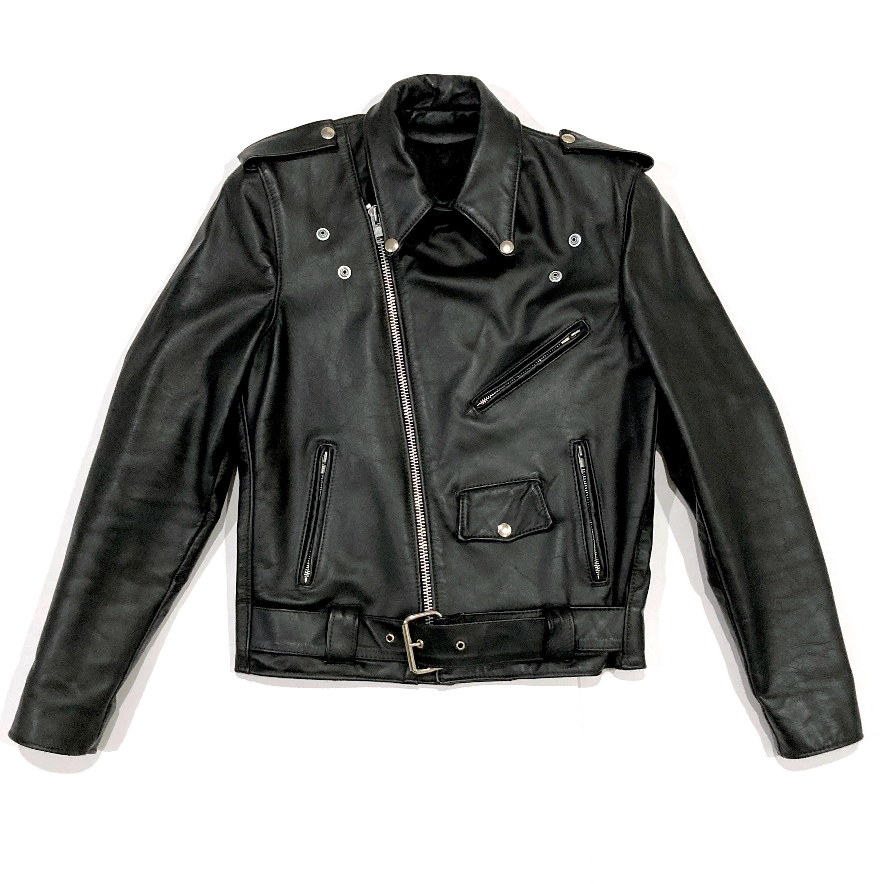 【2024春夏新色】 Black Biker 1980's Vintage - Jacket Motorcycle Leather アート・デザイン・音楽