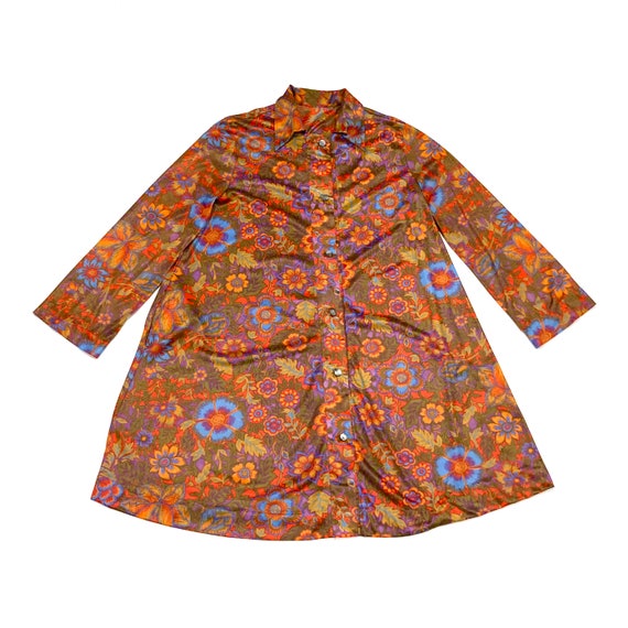 Fall Floral Robe / Loungewear Brown Autumn Flower… - image 2